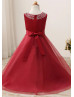 Beaded Satin Tulle Floor Length Flower Girl Dress